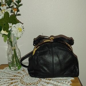 Vintage Black and Gold Shoulder Bag